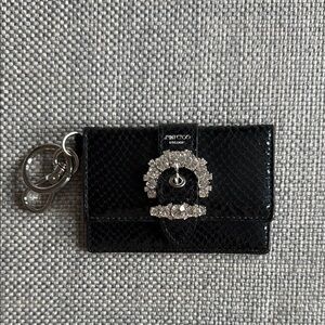 Jimmy Choo Black Card Holder with Silver Accents